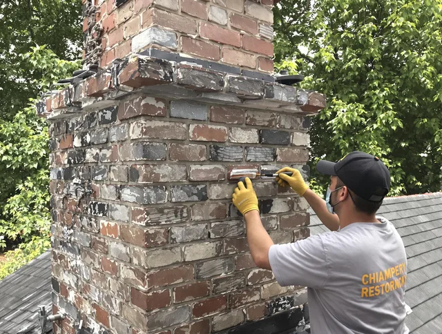In-progress chimney restoration by Marblehead Chimney Sweep in Marblehead, MA