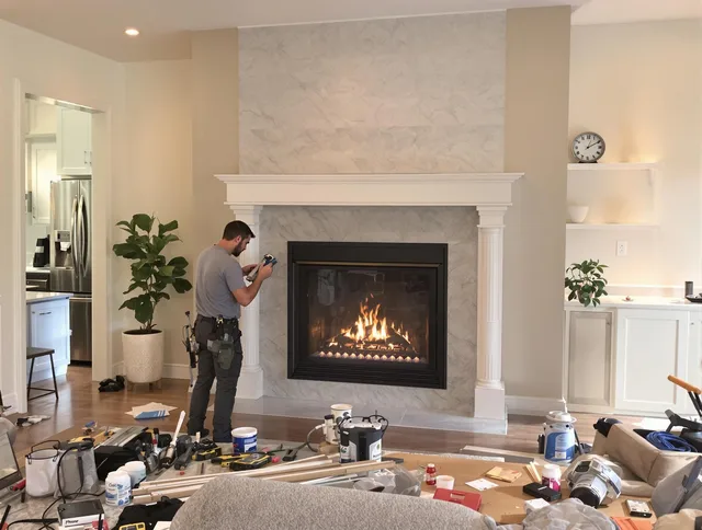 Newly installed fireplace by Marblehead Chimney Sweep in Marblehead, MA